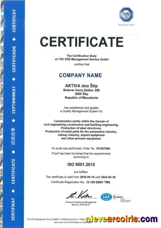 Macedonia Certificate of Registration